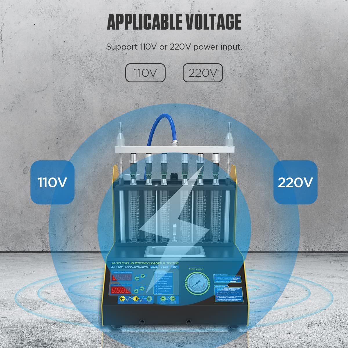 6 Cylinder Ultrasonic Fuel Injector Cleaner and Tester 110V/220V K5706