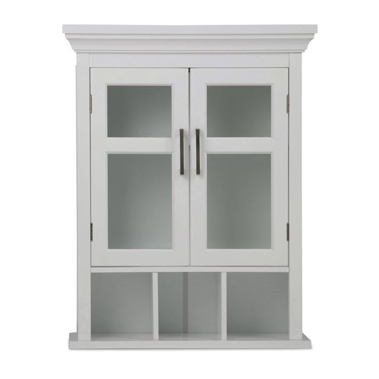 White Two Door Wall Cabinet with Cubbies A976008