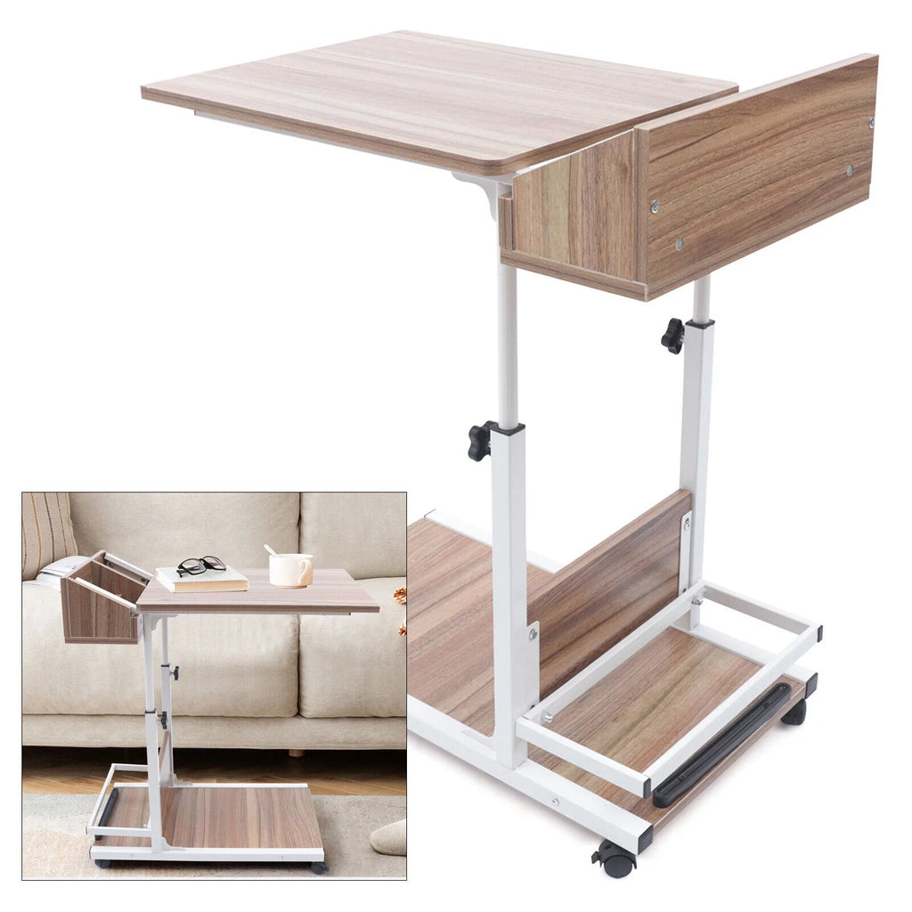 C Shaped Side Table with Storage & Wheels X47548