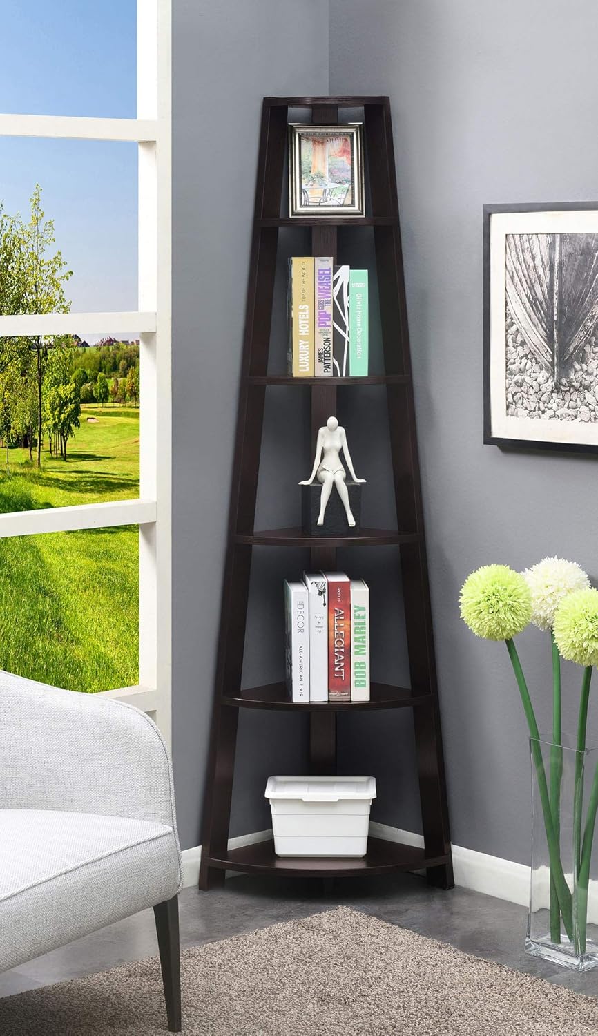 Black 5 Tier Corner Bookcase E288383