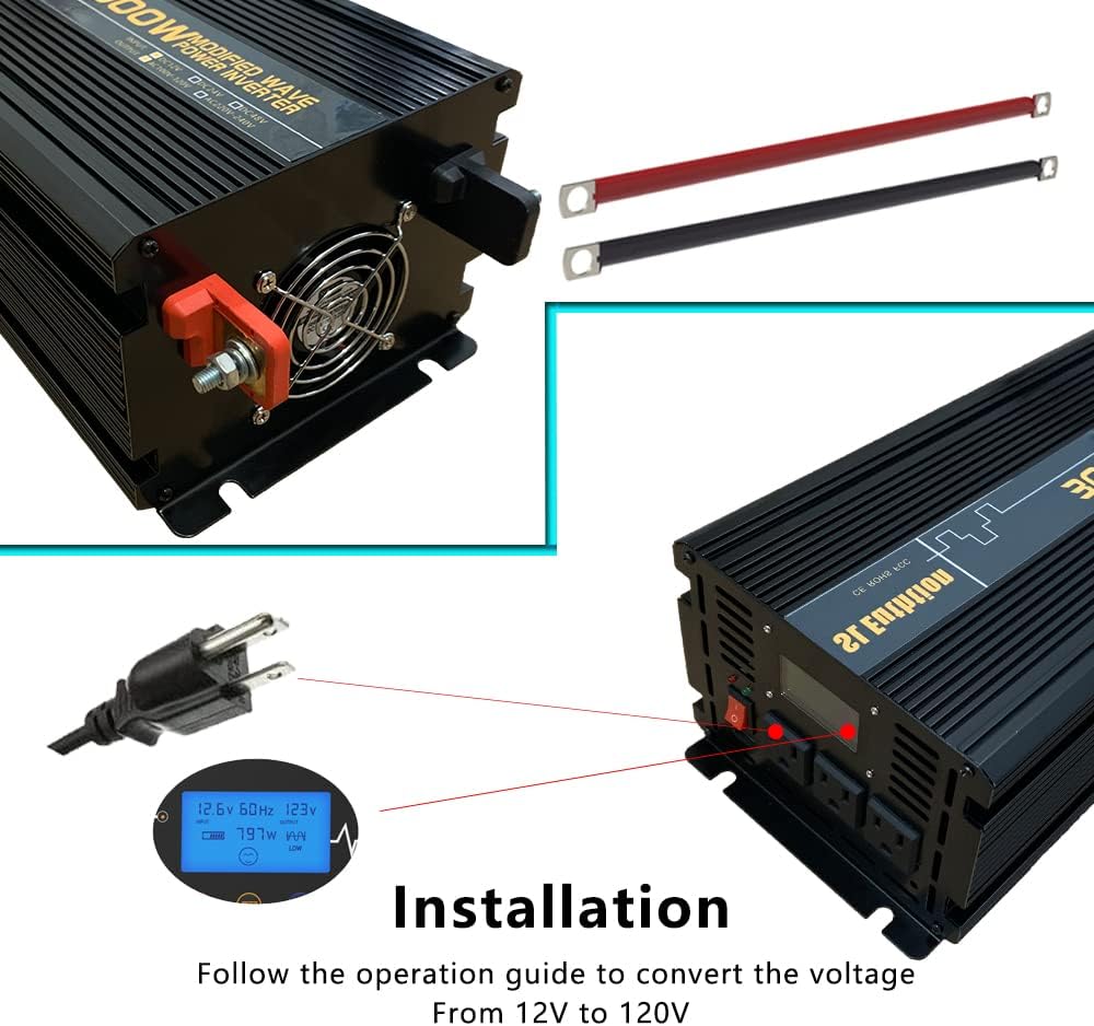 3000W Power Inverter 12V DC to 120V AC with LCD Display USB Port N135
