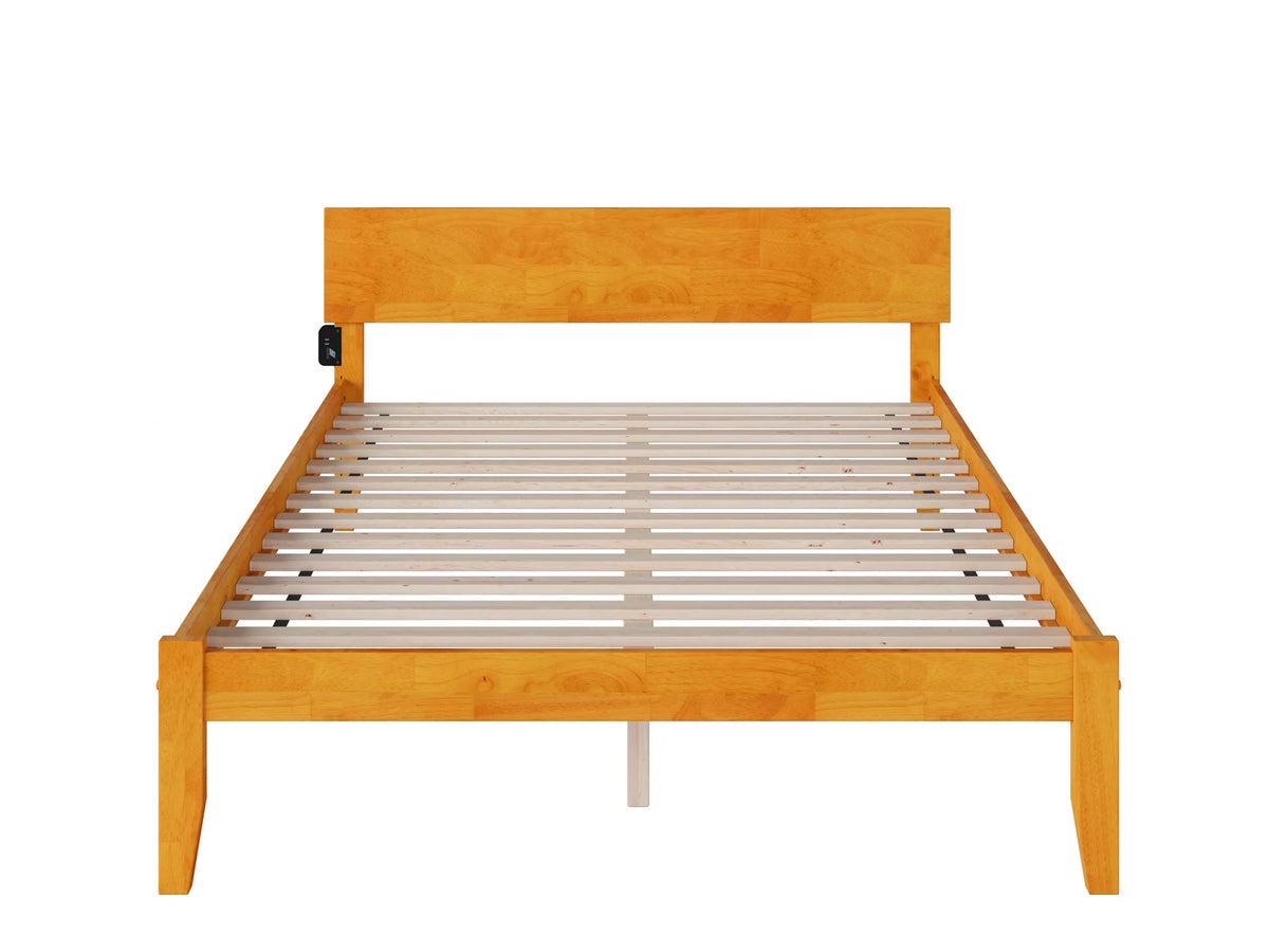 16" Caramel Solid Wood Platform Bed U9597
