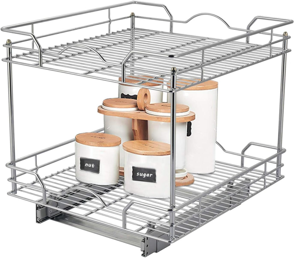 2 Tier Chrome Finish Slide Out Cabinet Organizer Z638457