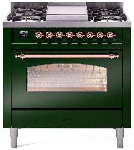 36 Dual Fuel Propane Gas Range Emerald Green Copper Trim Z283669