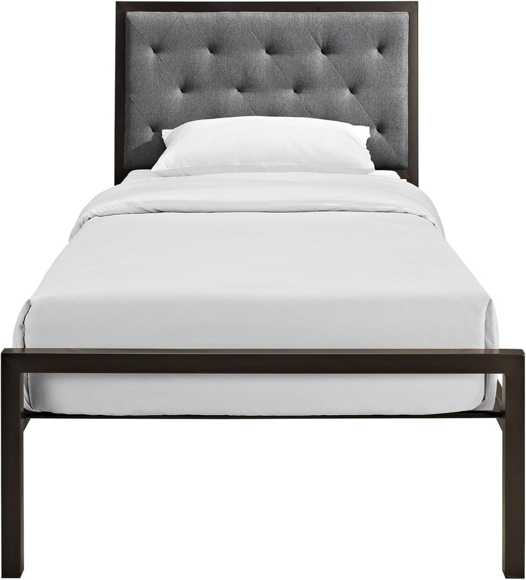 Twin Size Grey Fabric Bed Frame P31104