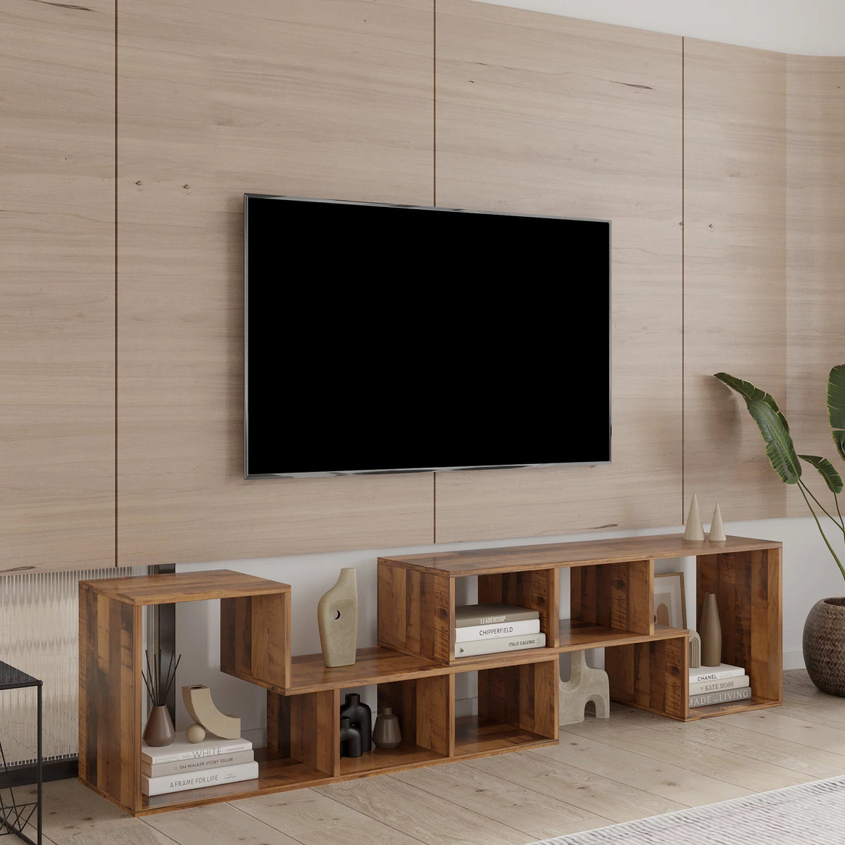 L-Shaped Oak Tv Stand U6997