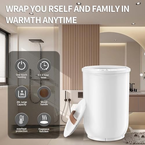 Large Heated Towel Warmer Bucket with Wood Handle H308566
