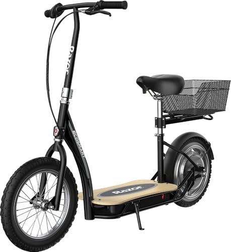 Electric Scooter with Padded Seat, Bamboo Deck, 16" Air-Filled Tires, 500w Motor, Rear-Wheel Drive O8573