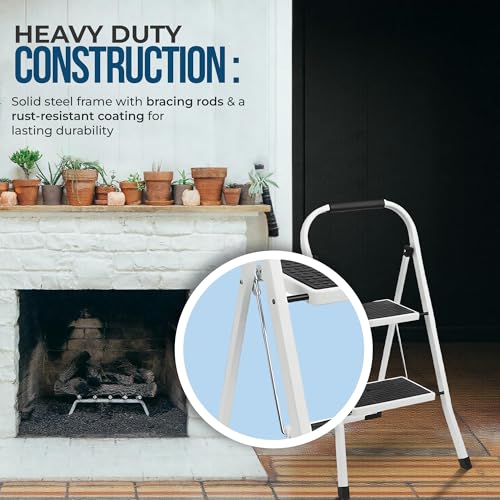 2 Step Ergonomic Foldable Step Stool 350 LBS Capacity J6011