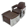Genuine Leather Polished Aluminum Armchair S979387