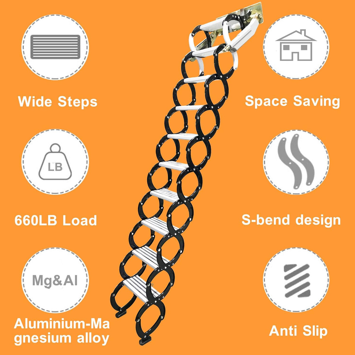 12 Steps Alloy Folding Attic Ladder I443048