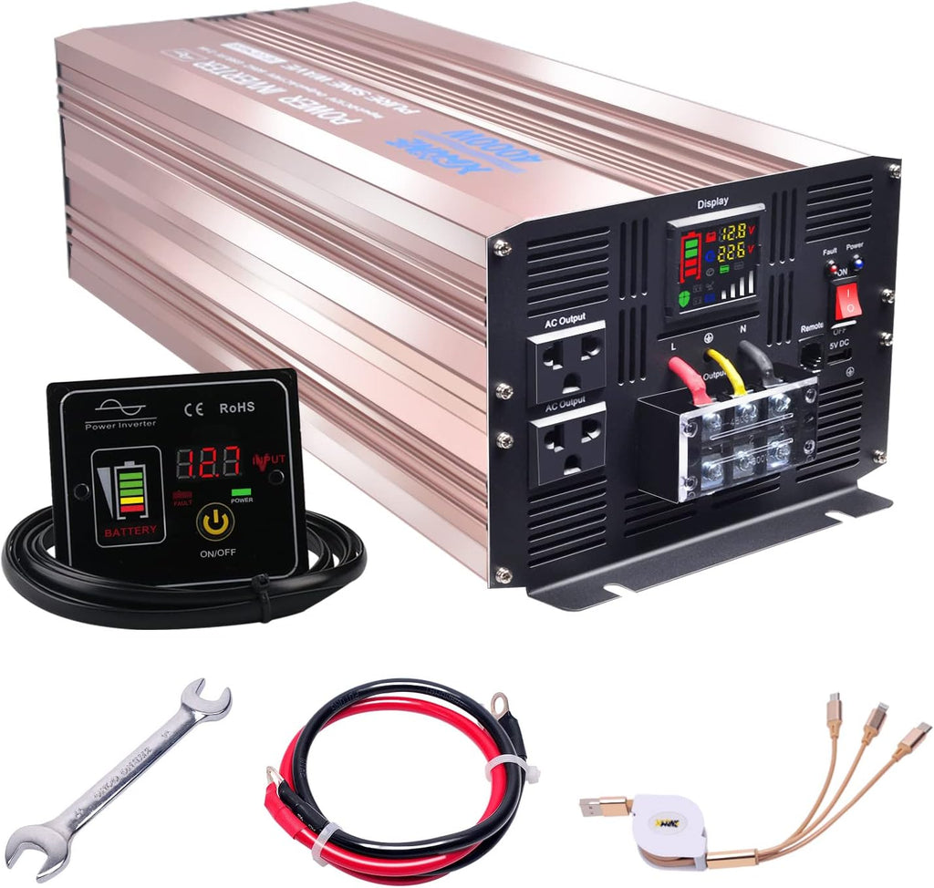 5000 Watts Pure Sine Wave Power Inverter 24V to 110V with Remote Control and LED Display F18398