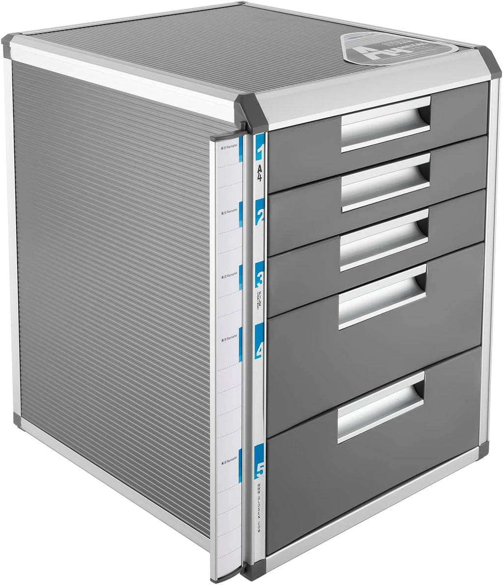 Grey 5 Layers Desktop Drawer Organizer with Lock L3137