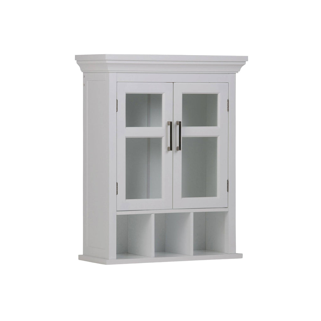 White Two Door Wall Cabinet with Cubbies A976008
