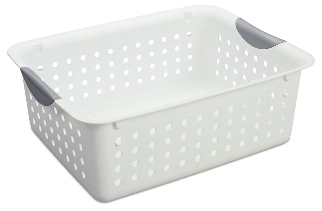 Medium Plastic Storage Organizer Basket White (72 Pack) D193