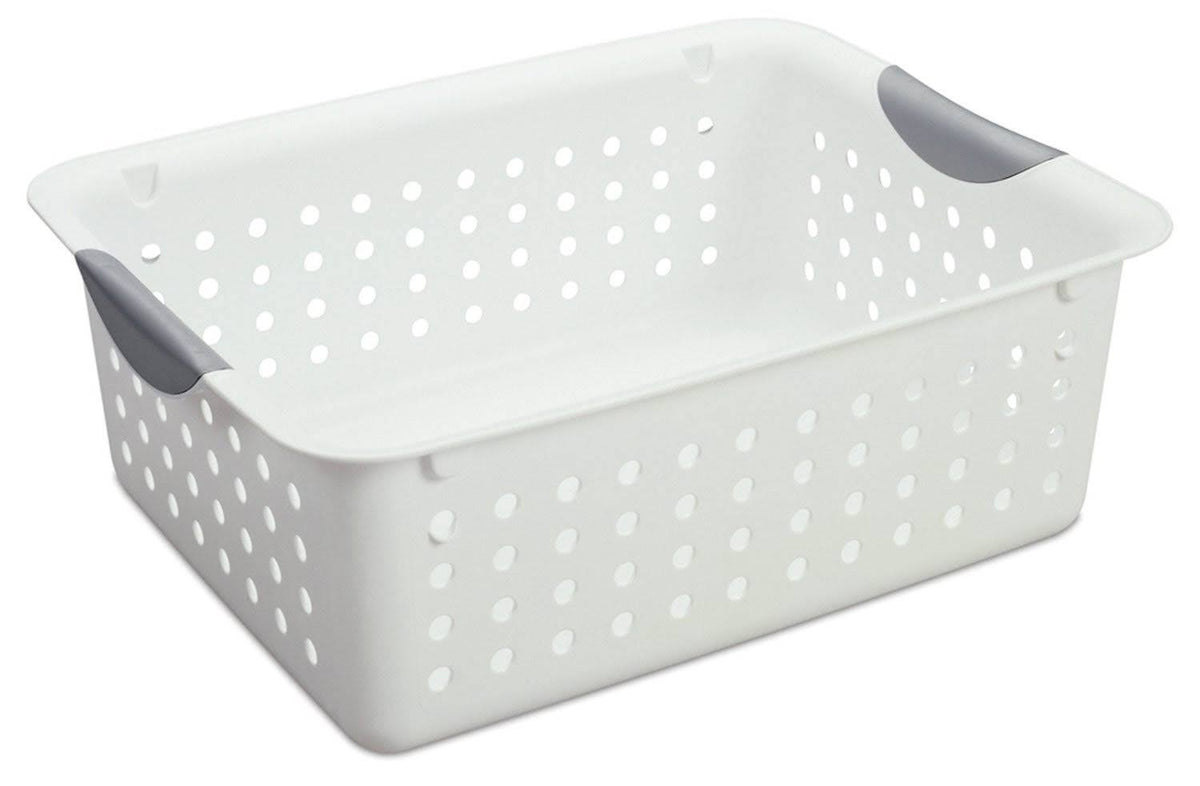 Medium Plastic Storage Organizer Basket White (72 Pack) D193
