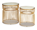 Accent Table Set of 2 White Gold Finish V87828