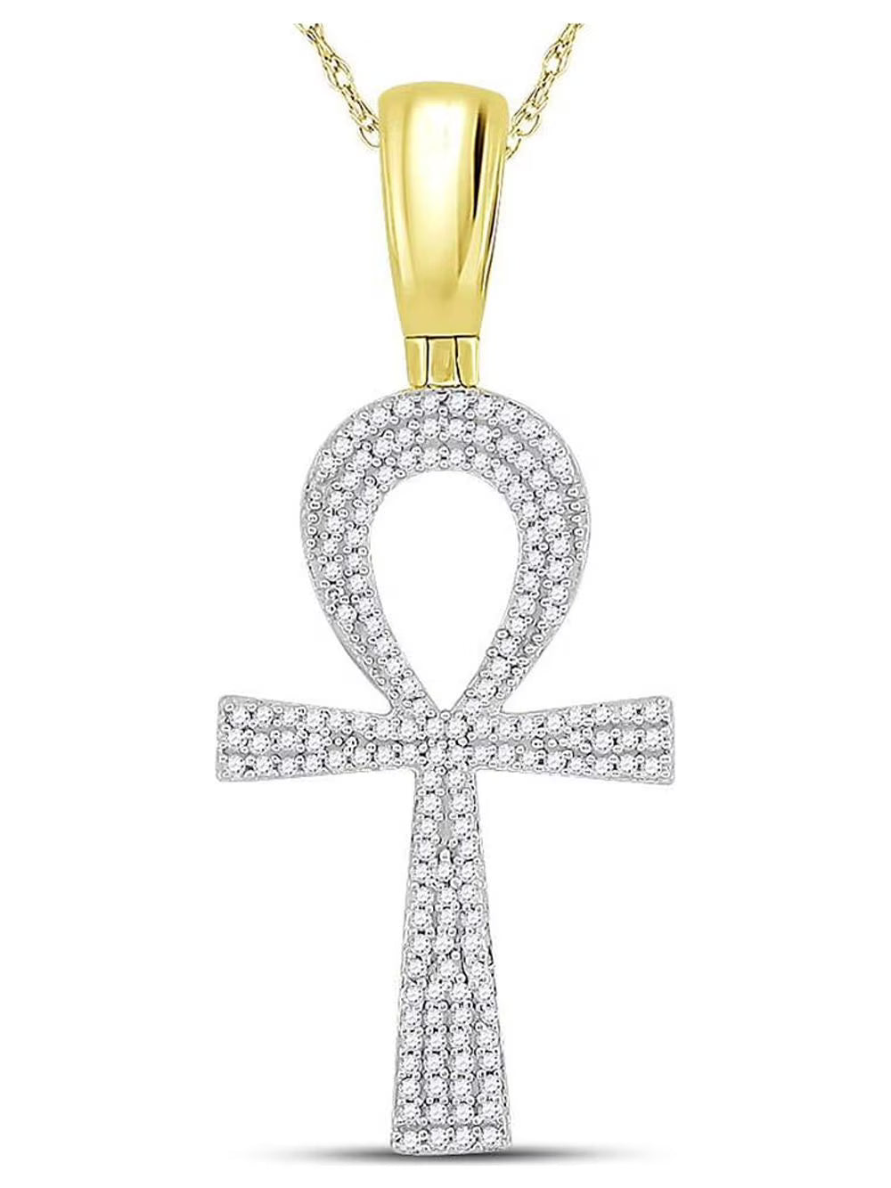 10kt Yellow Gold Mens Ankh Cross Charm Pendant 1/2 Cttw R933812