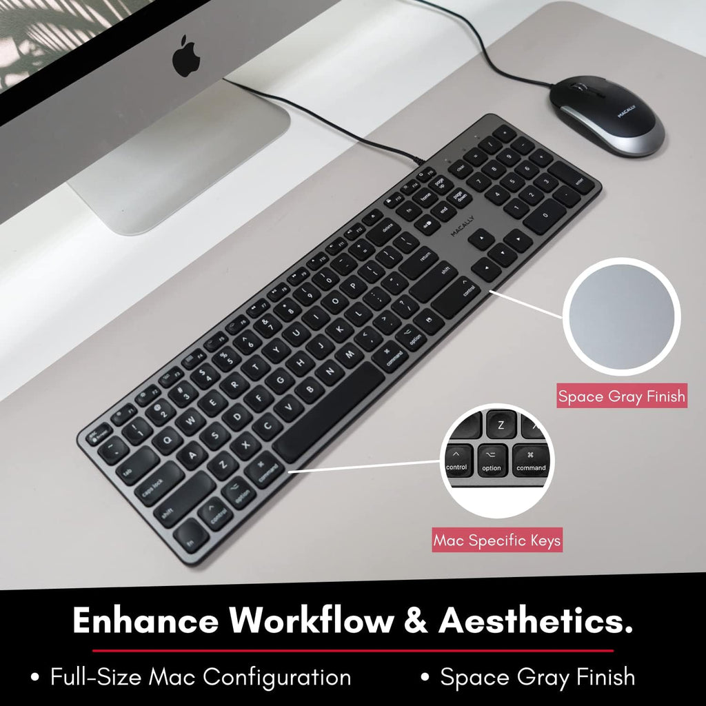 Space Gray Backlit Wired Mac Keyboard with 107 Keys U584