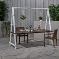 Acacia Wood Dining Table with Iron Plant Hanger L29499