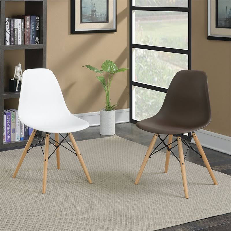 Brown Plastic Dining Side Chair (Set of 2) T61595