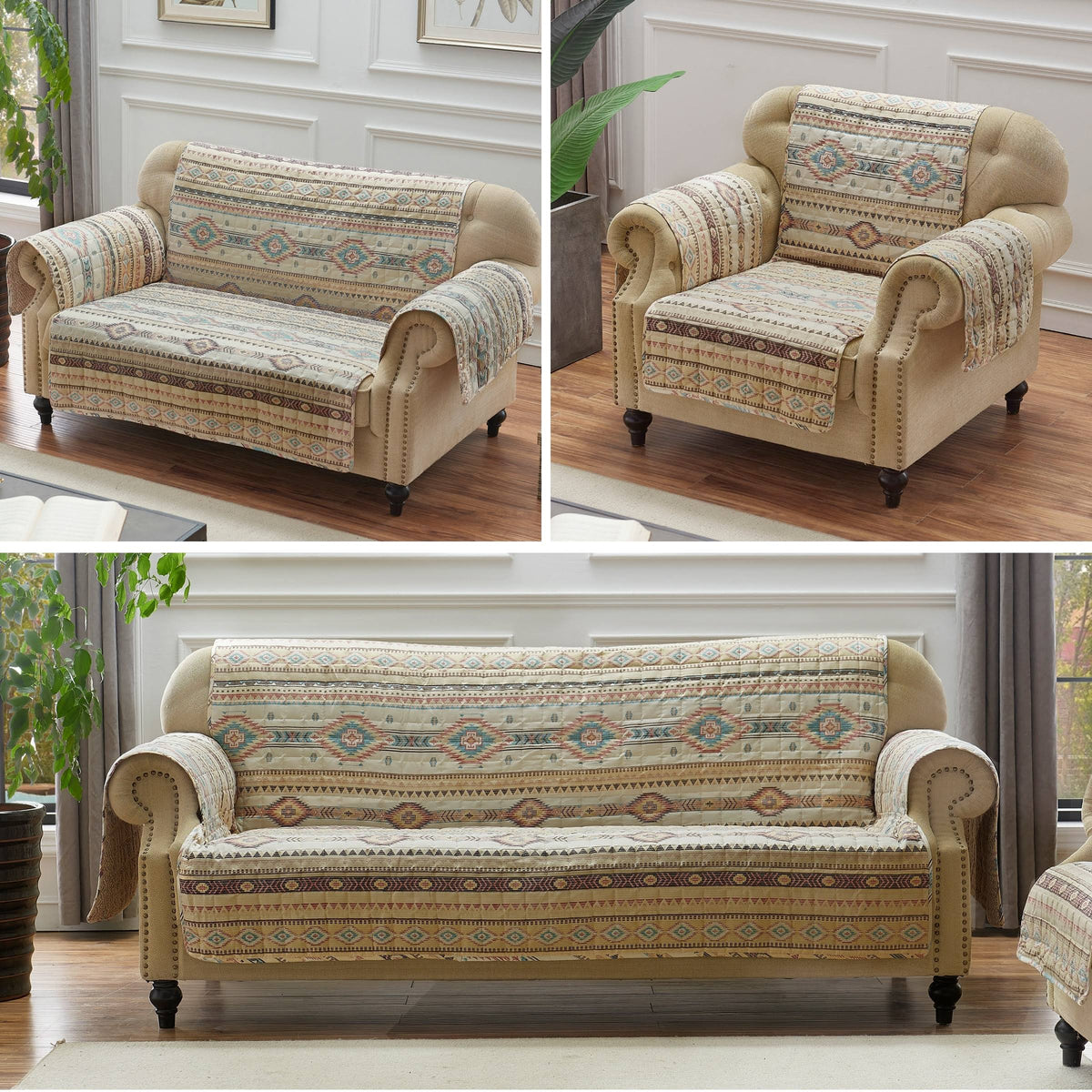 Turquoise Reversible Sofa Couch Protector K844