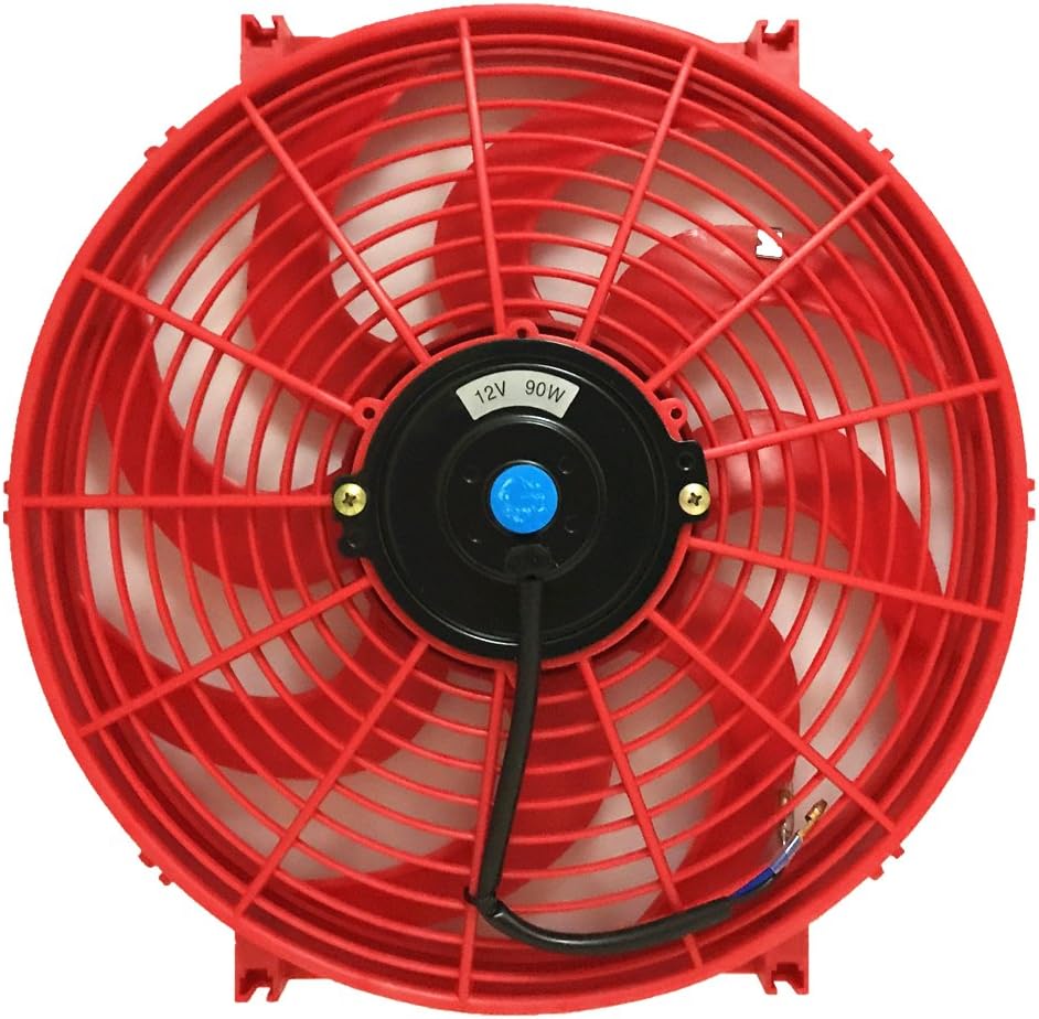 12V Slim Electric Cooling Radiator Fan with Fan Mounting Kit (14 Inch, Black) Pack of 2 F788