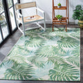 Green/Teal Tropical Palm Leaves Outdoor Area Rug X29689