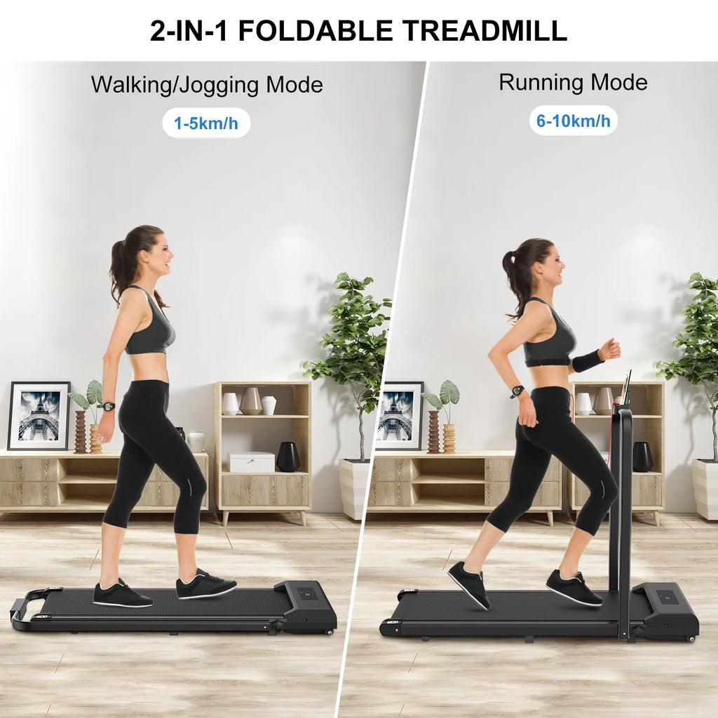 2 in 1 Folding Treadmill 265 lbs Gray Y4115