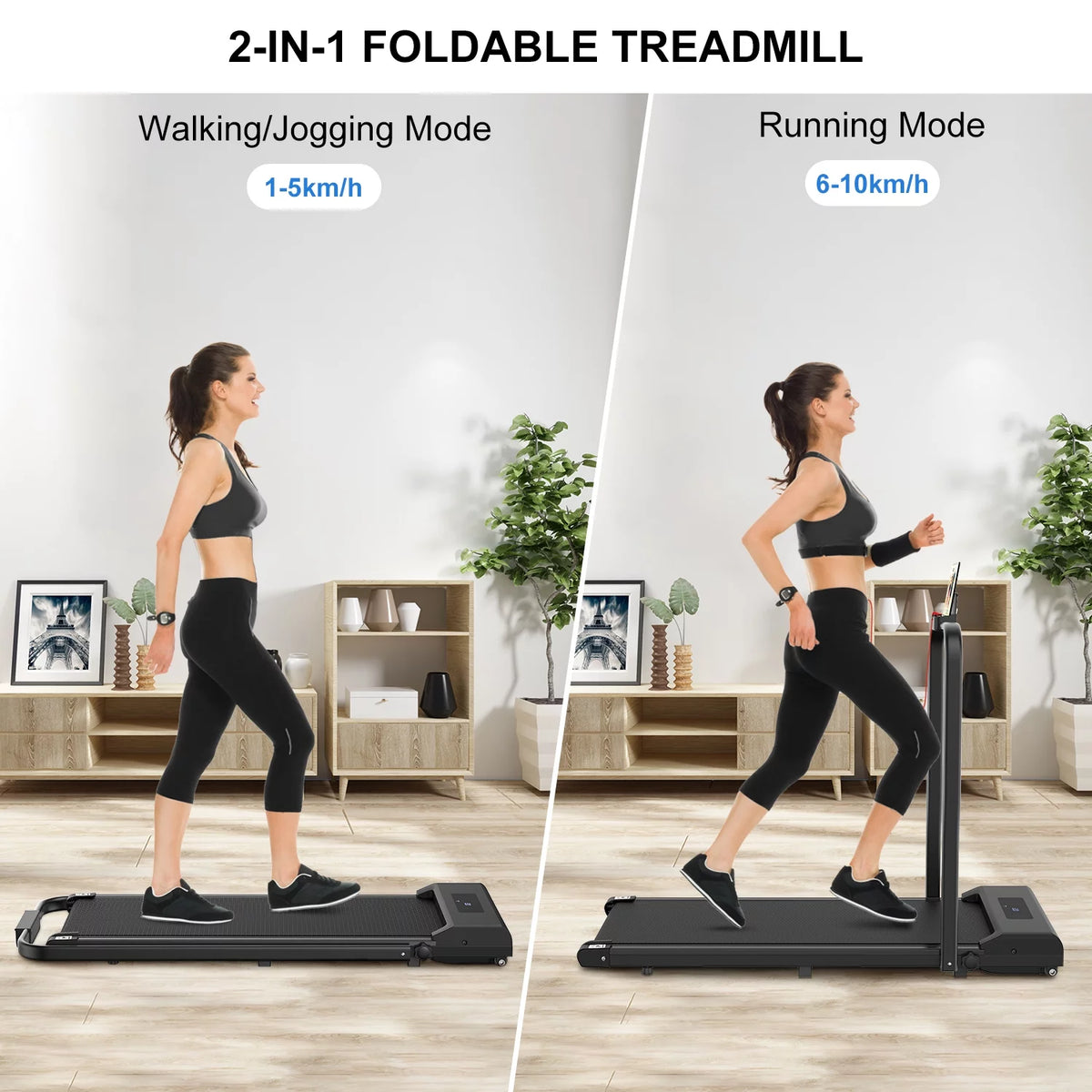 2 in 1 Folding Treadmill 265 lbs Gray Y4115
