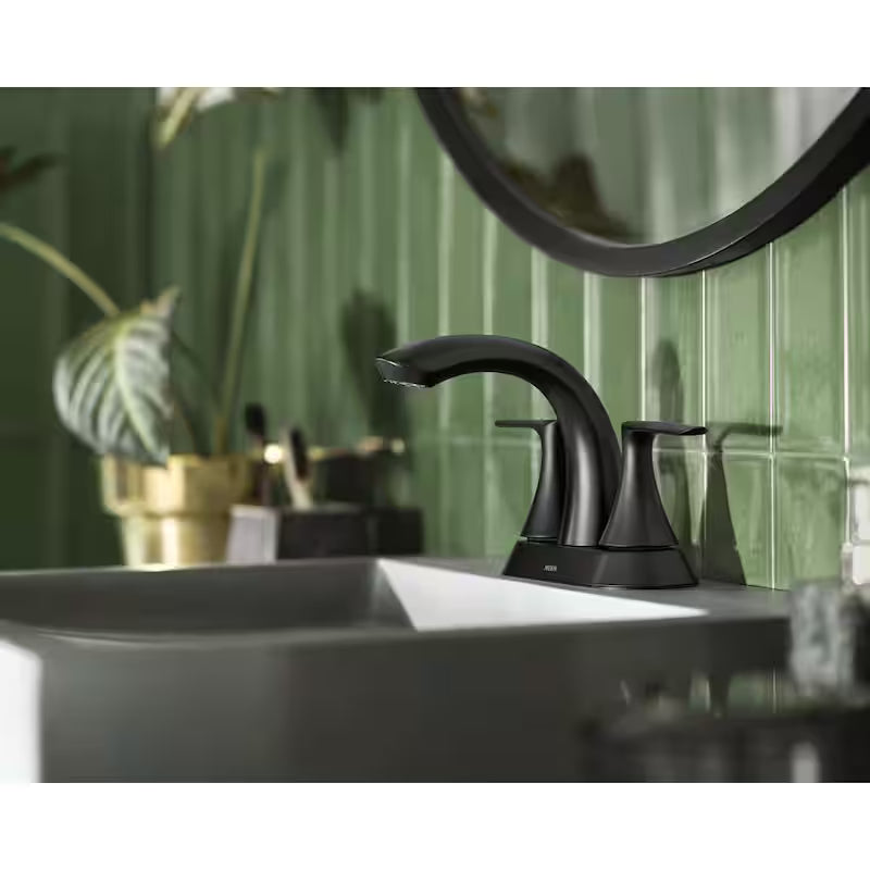 4 in. Centerset Double-Handle Bathroom Faucet Matte Black Q734967