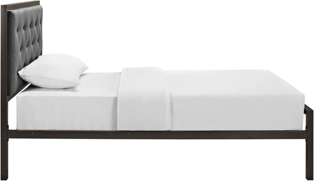 Twin Size Grey Fabric Bed Frame P31104