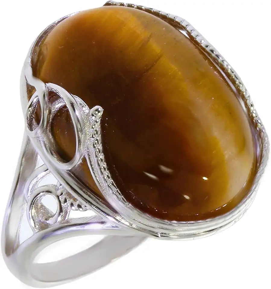 Sterling Silver Tiger's Eye Stone Healing Crystals E90777
