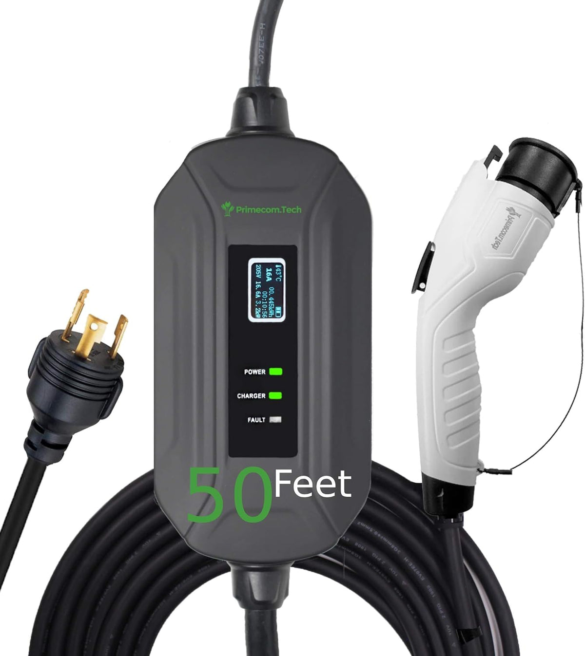 Portable Level 2 Electric Vehicle Charger, 16Amp, 50 Feet V26481