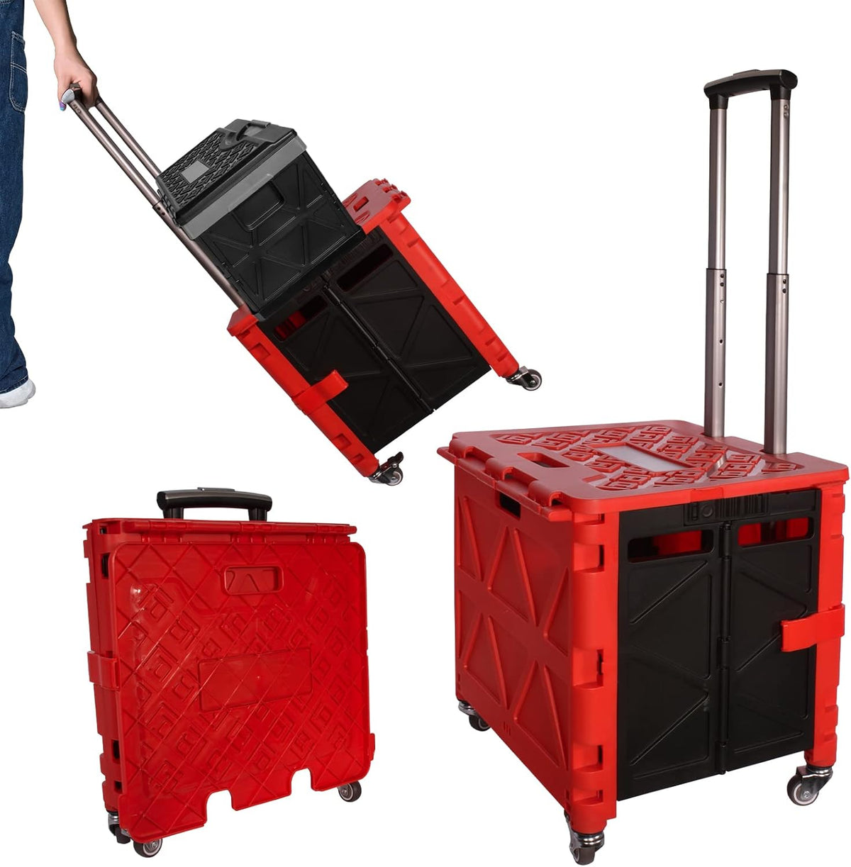 Black Foldable Utility Cart with Wheels N676