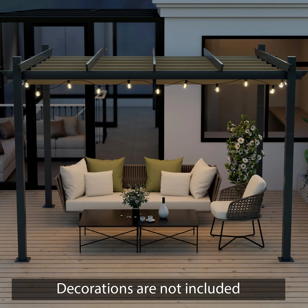 10x12ft Aluminum Retractable Pergola Canopy Shelter V2336