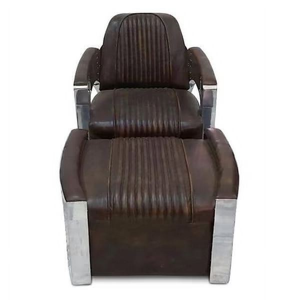 Genuine Leather Polished Aluminum Armchair S979387