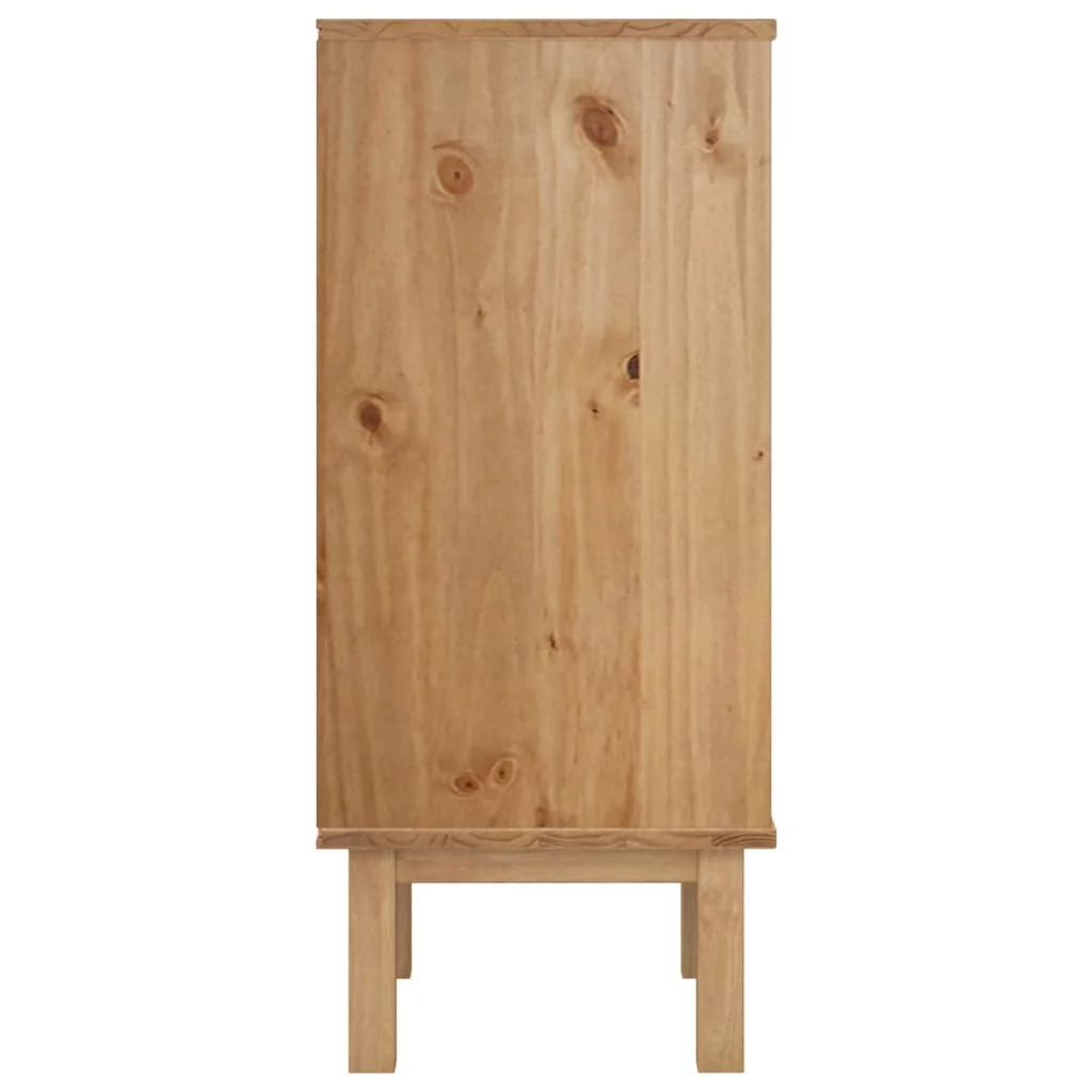 Brown&White Solid Wood Pine Drawer Cabinet W461095