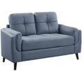 Blue and Black Microfiber Tufted Loveseat A11392