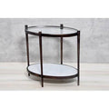 Brass Glass Top End Table with Storage A52667