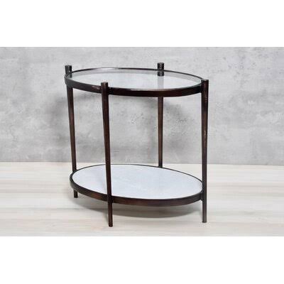 Brass Glass Top End Table with Storage A52667