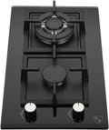 2 Burner 12 Inch Built-in LPG/Propane Gas Stove Top Glass Surface Cast Iron Cooktop A521195