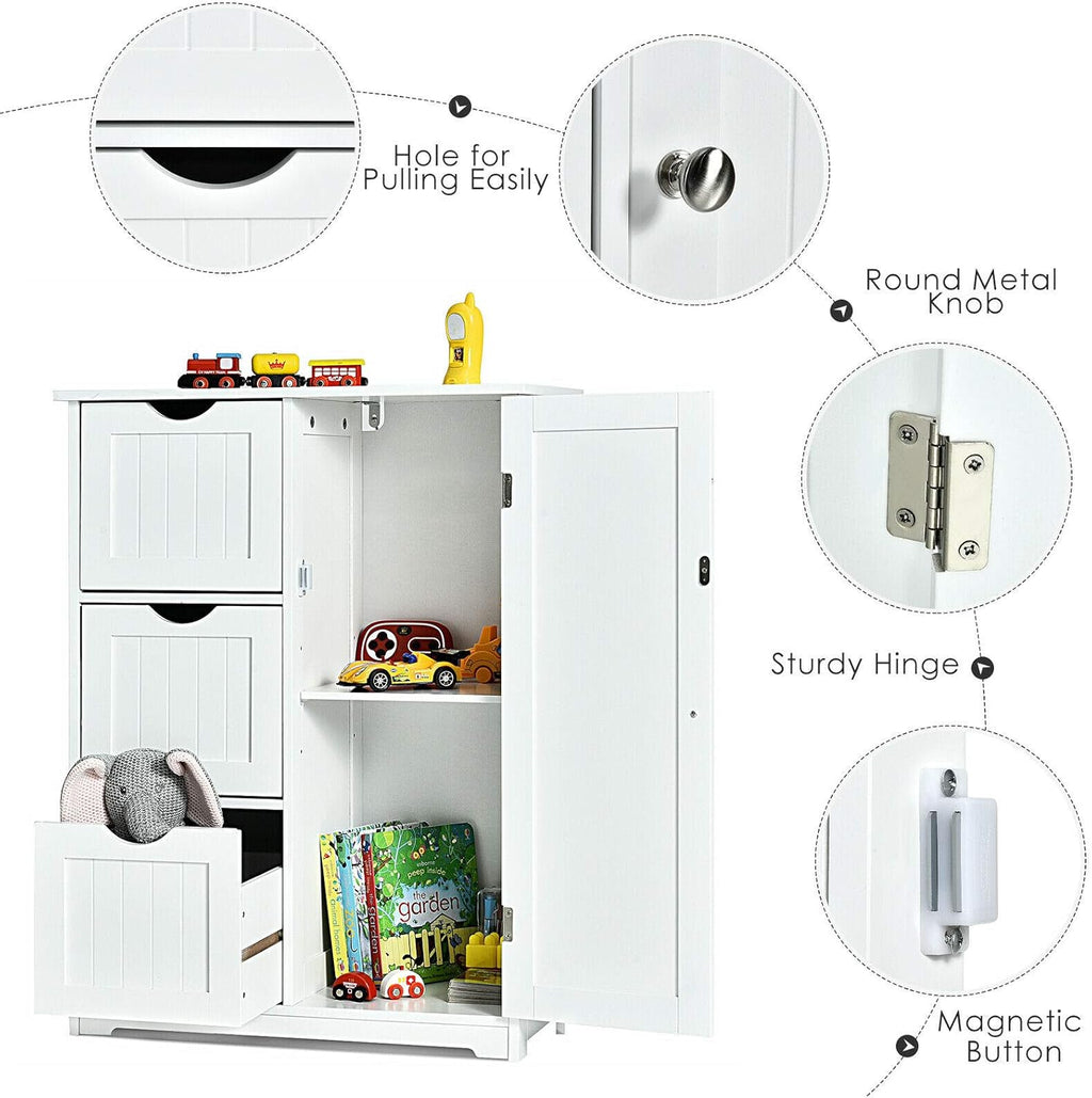 White Freestanding Bathroom Cabinet with 3 Drawer V6143