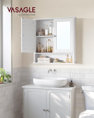 Dove Gray Wall-Mounted Bathroom Cabinet with 2 Mirrored Doors Z890955