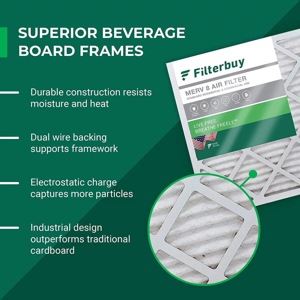 20x25x5 MERV 8 Pleated HVAC Air Filters (3-Pack) I24679