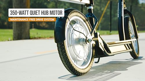 Electric Scooter with Padded Seat, Bamboo Deck, 16" Air-Filled Tires, 500w Motor, Rear-Wheel Drive O8573