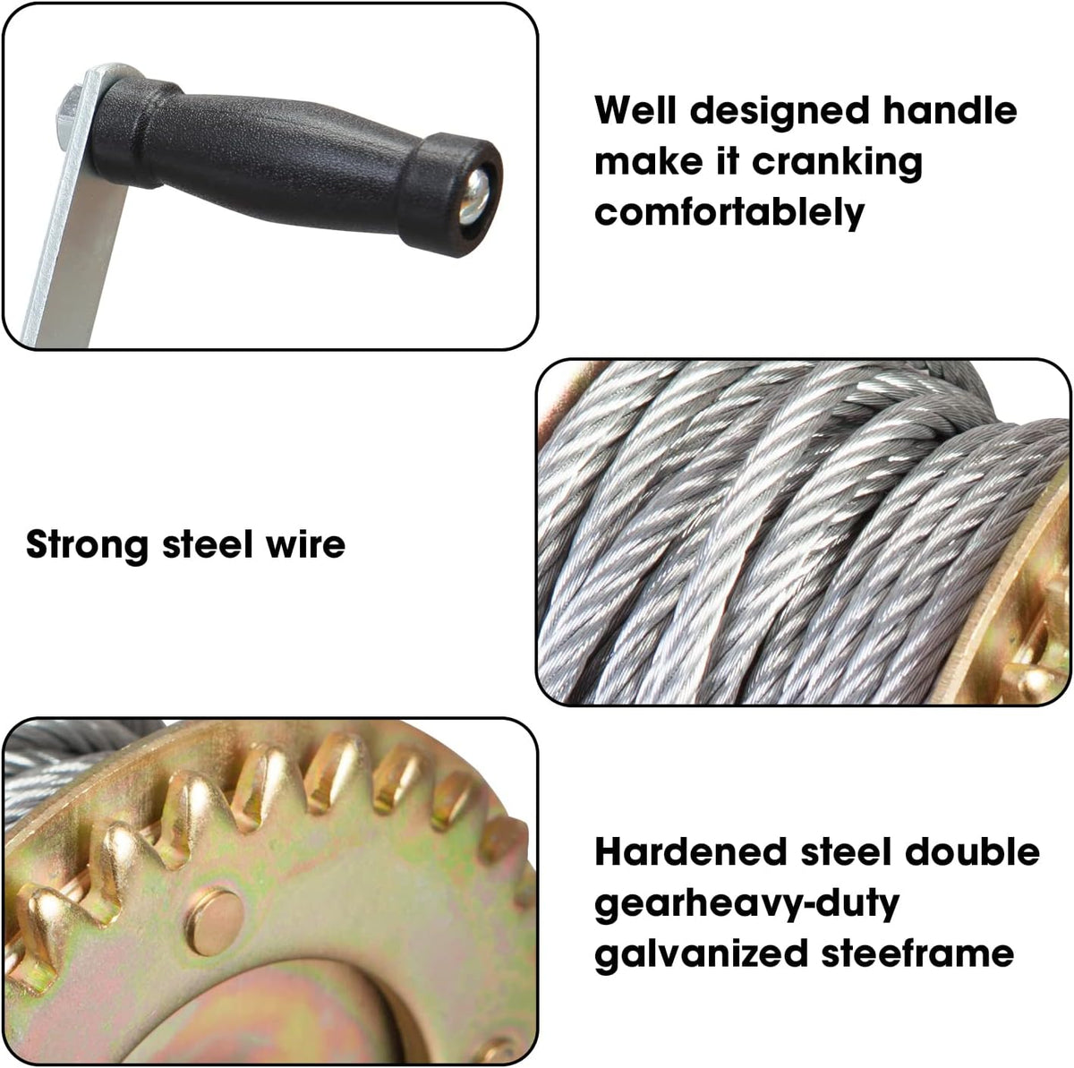 1600lbs Capacity Heavy Duty Hand Winch Steel Wire Cable Pack of 2 G8692