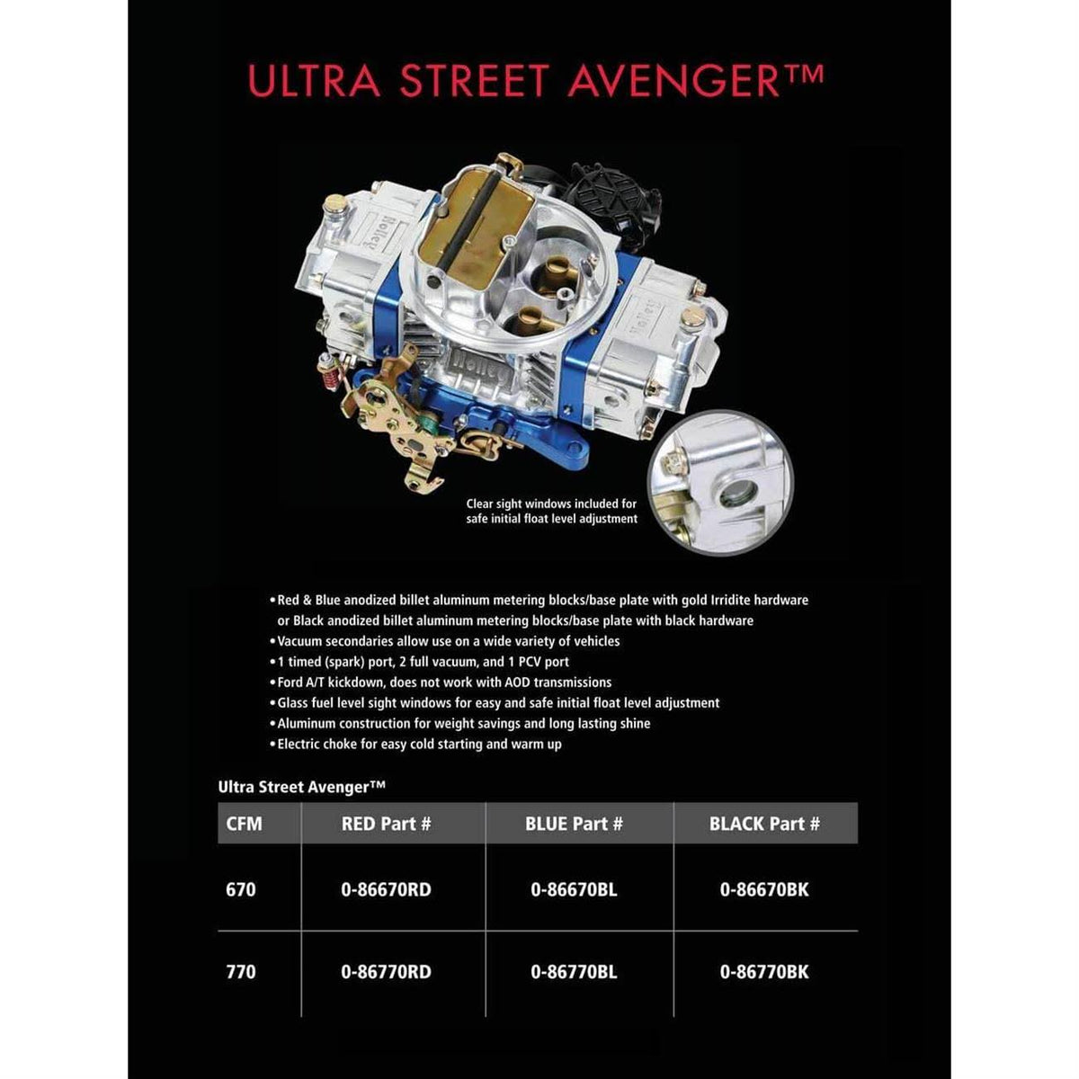 570 CFM Ultra Street Avenger Carburetor H545