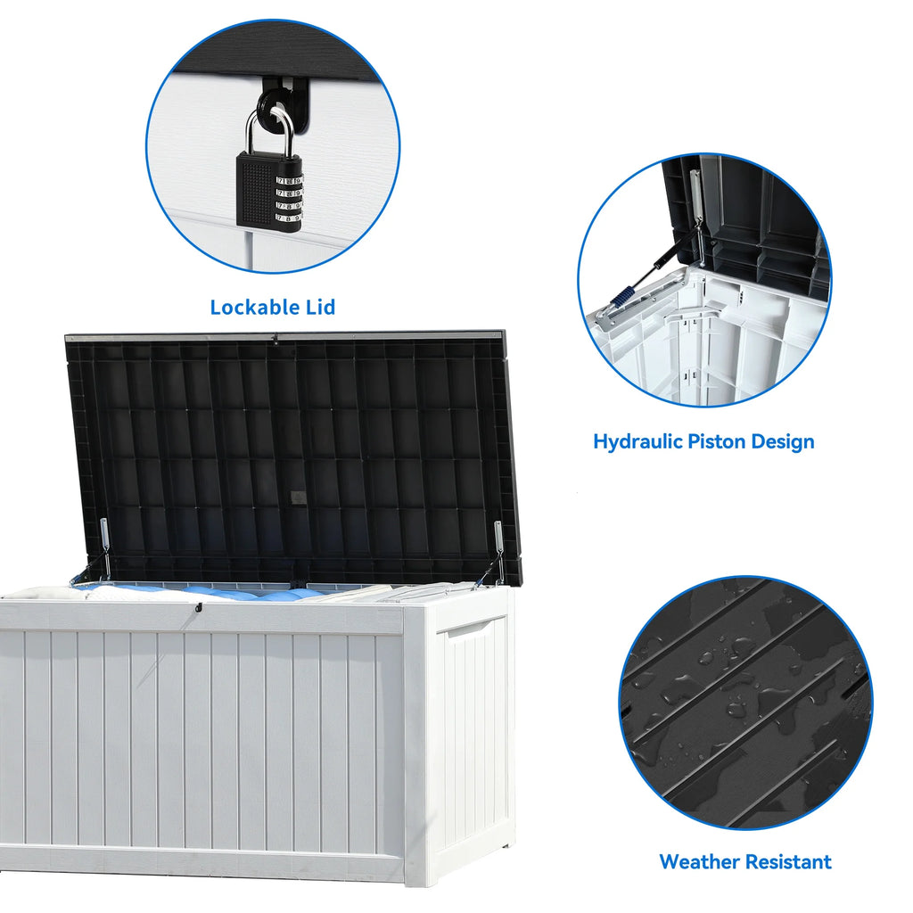230 Gallon Weatherproof Resin Outdoor Storage Deck Box H744