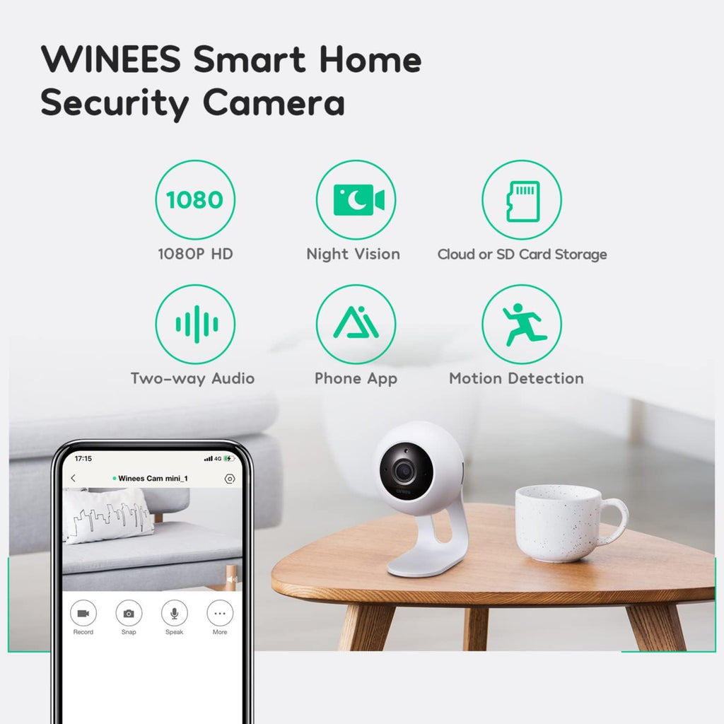 Indoor Security Camera Baby Monitor Wi-Fi Smart Home Camera 1080P HD Motion Detection 2-Way Audio Night Vision Pack of 2 I18188